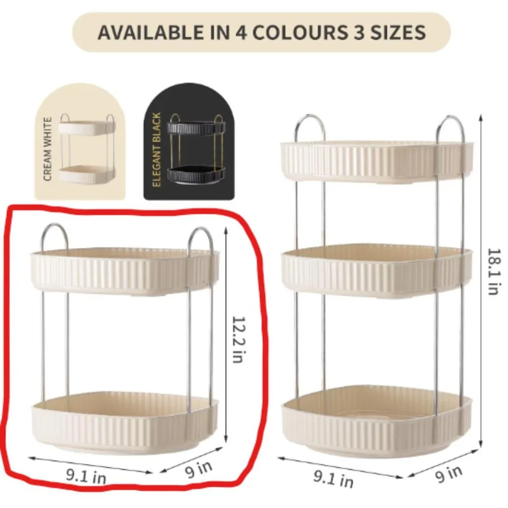 2 Tiers - 360° Turntable Makeup Organizer - Lazy Susan Cosmetics Storage